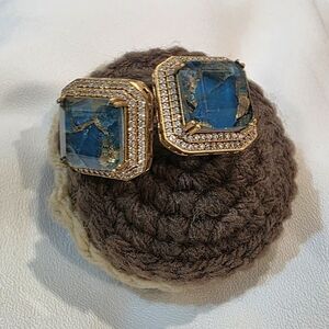 Ethnic Indian Wear. Elegant Blue and Gold Earrings